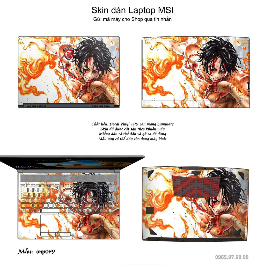 Skin dán Laptop MSI in hình One Piece _nhiều mẫu 6 (inbox mã máy cho Shop)