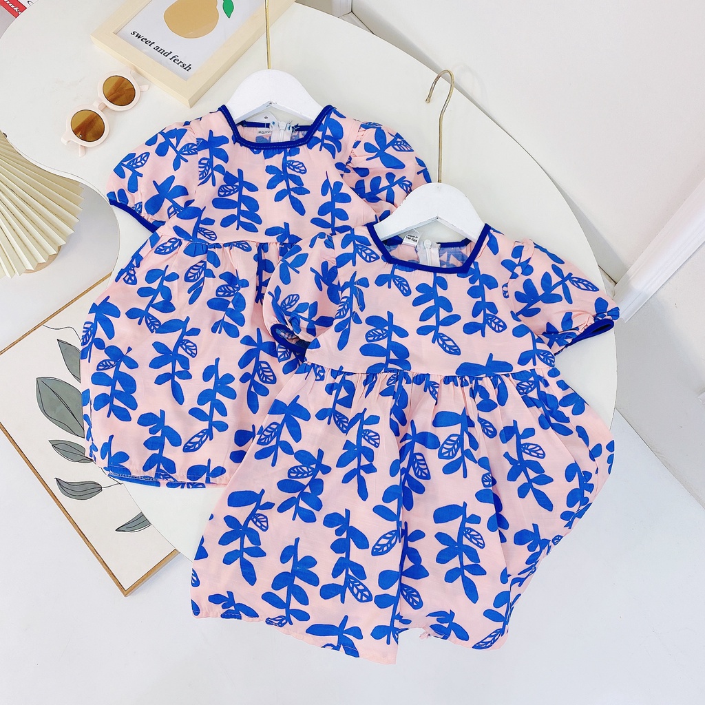 [V31] Váy Họa Tiết Hoa Sang Chảnh Cho Bé Gái Chất Liệu Vải Đũi Mềm Đẹp Đủ Size Từ 8-20Kg VNXK Nhật-Hàn