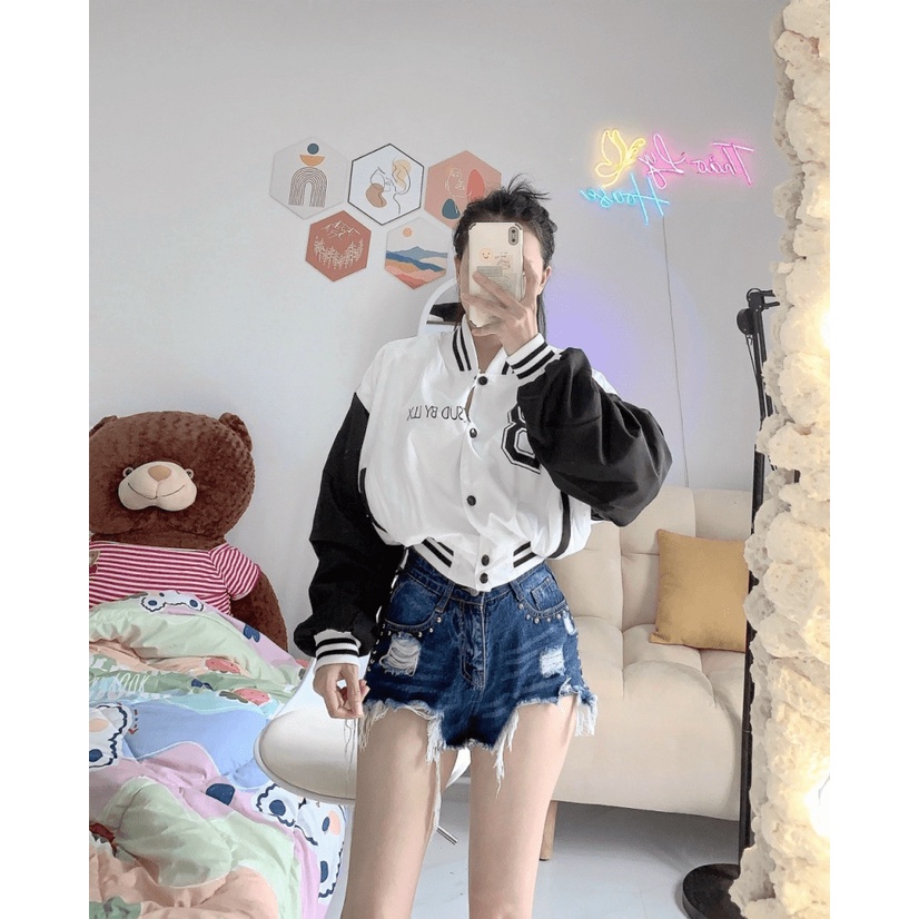 ÁO KHOÁC BOMBER NỮ FORM RỘNG CHẤT DÙ 2 LỚP FORM CHUẨN