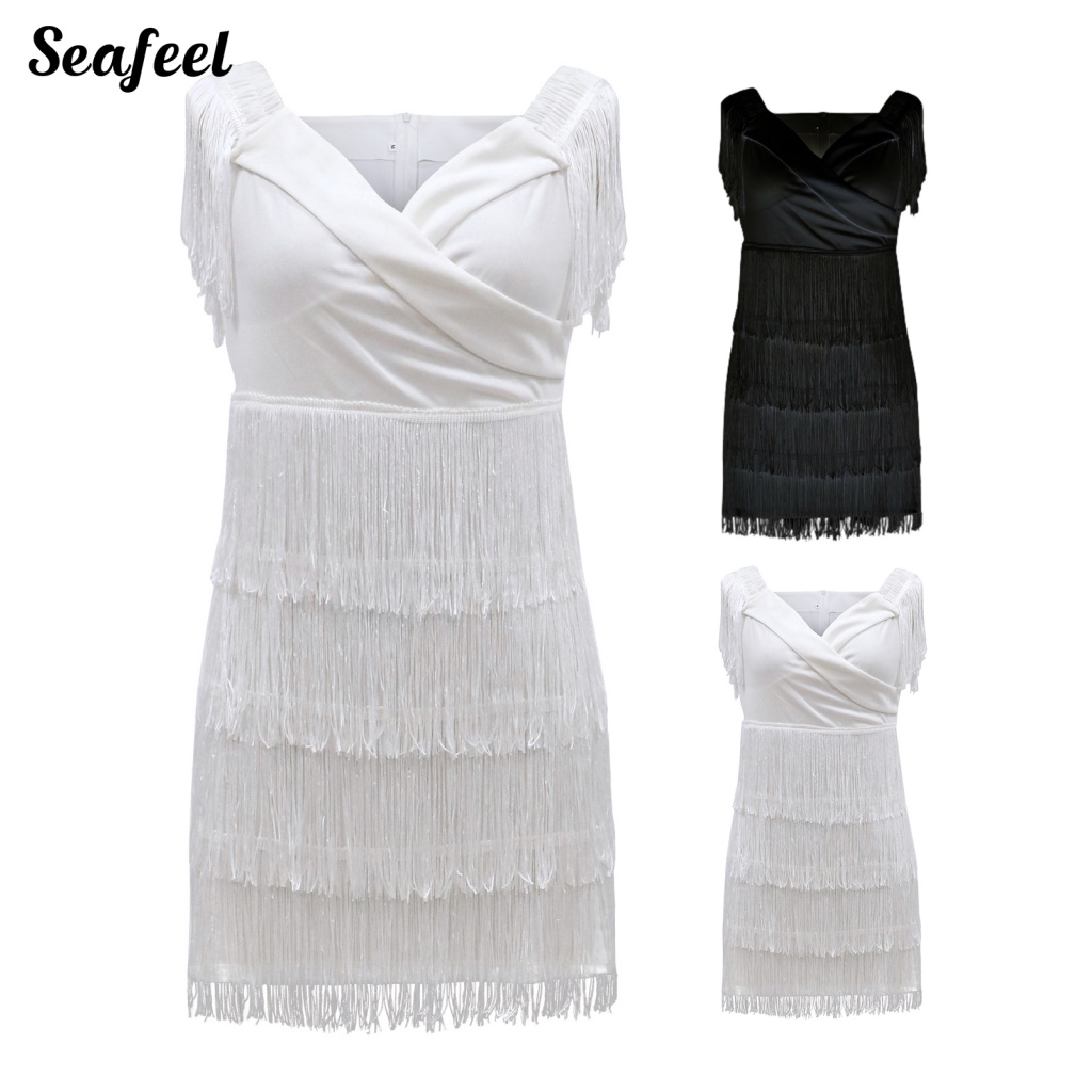 Váy body Phối Tua Rua Chống Mài Mòn Thời Trang Quyến Rũ Cho Nữ