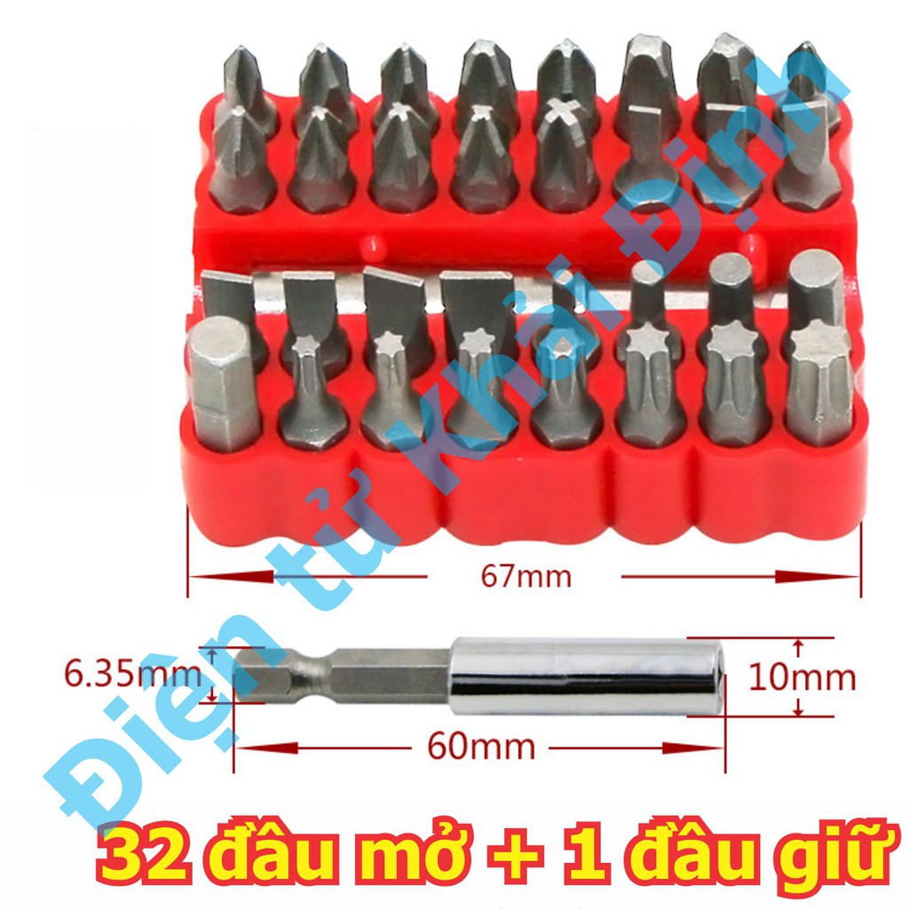bộ 33 đầu mở ốc, vít + đầu gắn, giữ, có nam châm siêu mạnh kde5362
