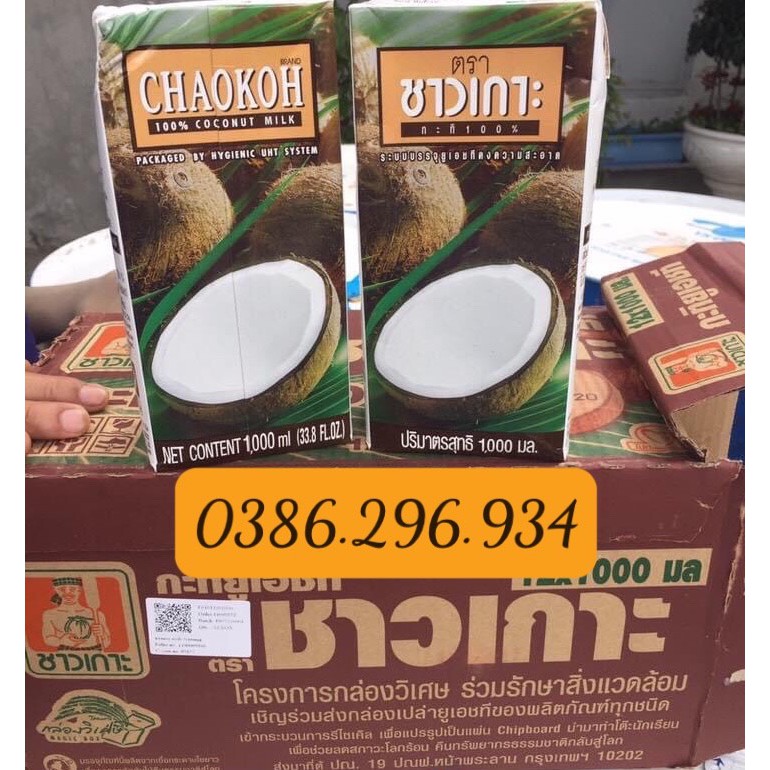 Nước Cốt Dừa Chaokoh Thái 1 lít, Nước Cốt Dừa Chaokoh lon 400ml, wonderfarm, cocoxim, Coco...Nguyên liệu làm  trà sữa