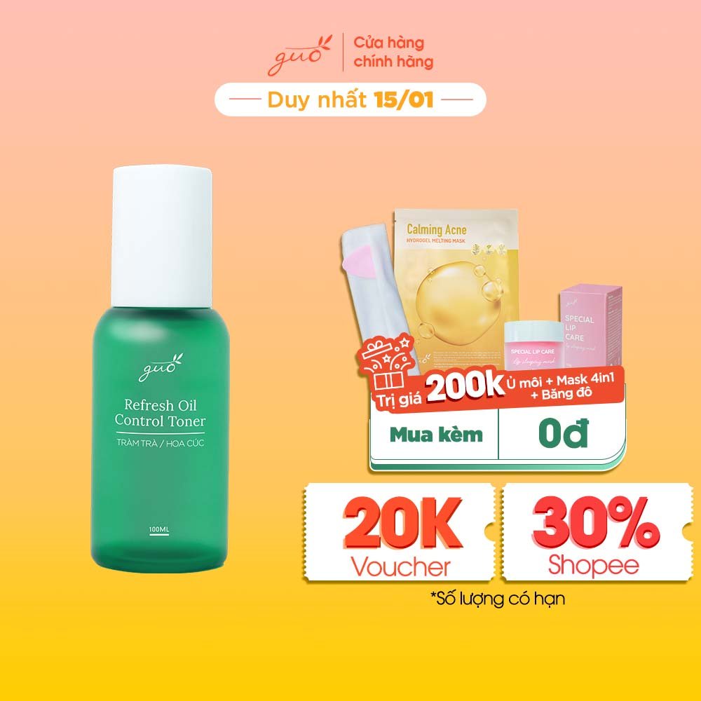 [Kiềm dầu thoáng da cả ngày-100% cấp HA căng da ngừa mụn] 100% thảo mộc-Toner Cân Bằng GUO 100ml