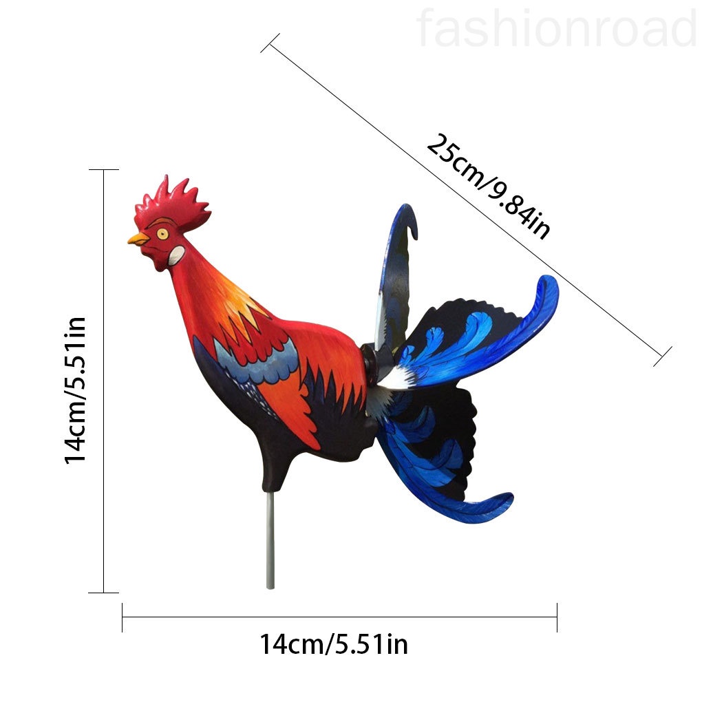 Garden Windmill Chicken Shape Yard Art Wind Spinner Decoration Wooden Statue Park Stake Prop fashionroad