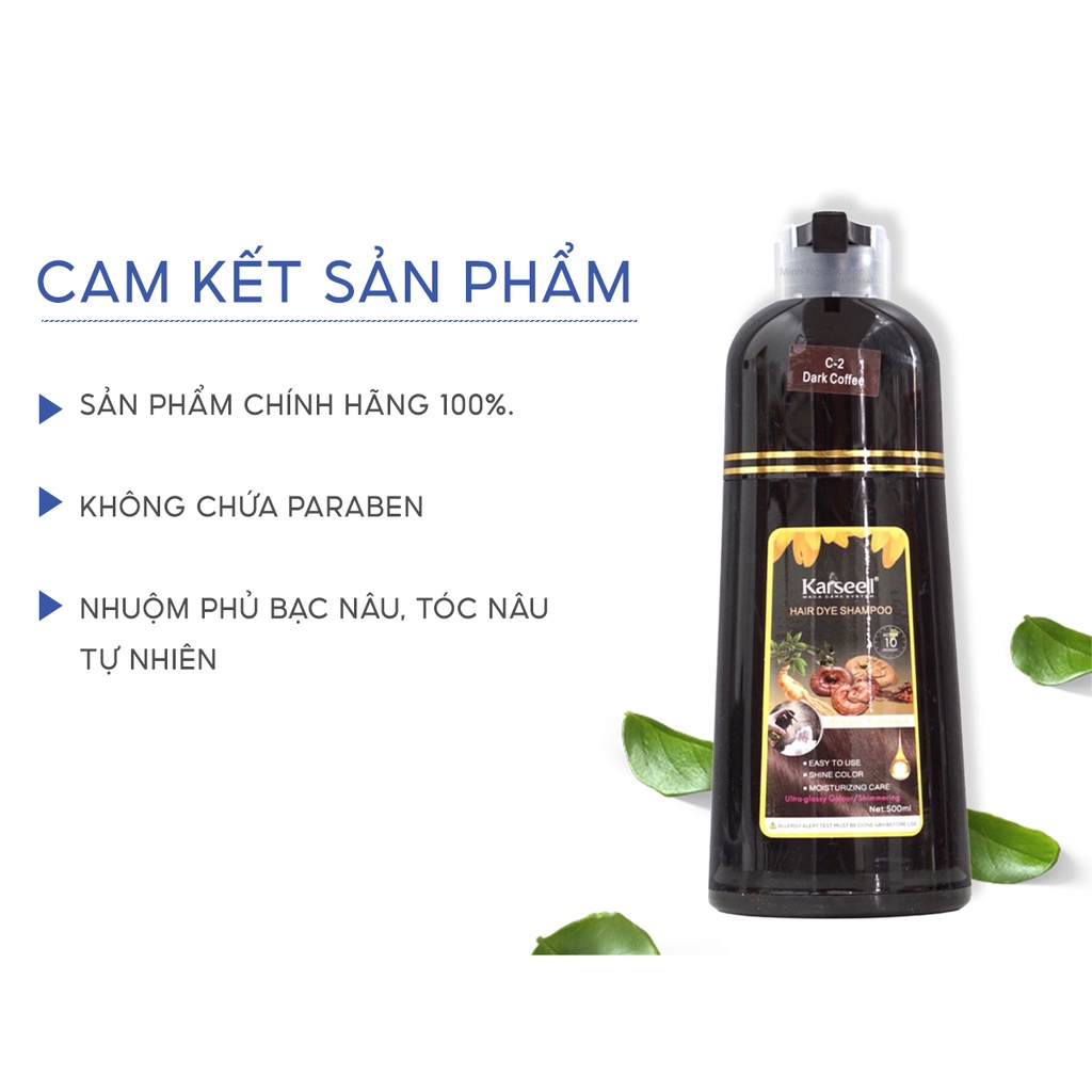 Dầu gội phủ bạc nhuộm tóc nâu Karseell Hair Dye Shampoo 500ml