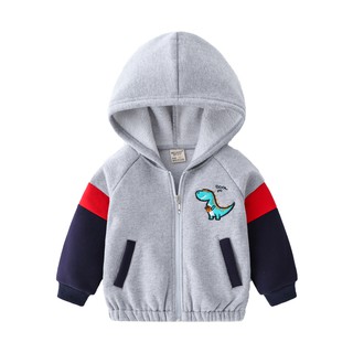 Áo khoác nỉ bé trai WELLKIDS áo nỉ có mũ cho bé họa tiết khủng long hàng xuất Âu Mỹ