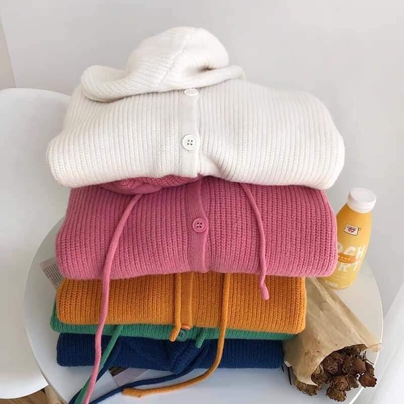 (Mới về) Áo Khoác Cardigan Dệt Kim Dáng Rộng Phong Cách Hàn Quốc
