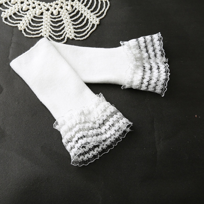 Găng Tay Dệt Kim Giữ Ấm Phối Ren Màu Sắc Ngọt Ngào Cho Nữ