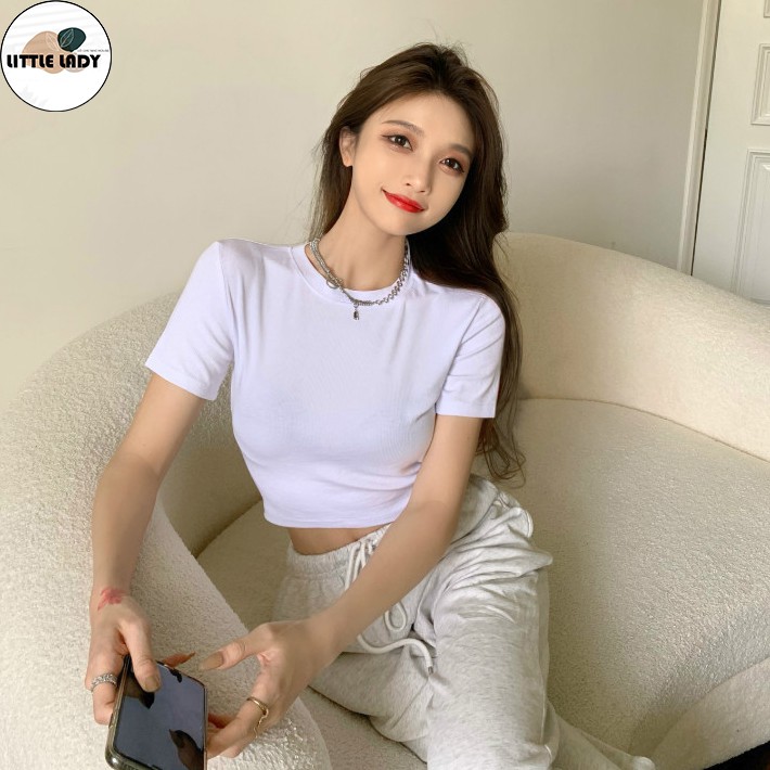 Áo Croptop Nữ Tay Ngắn Dáng Ôm Body Nhiều Size 40-70Kg Chất Thun Cotton Freesize "CROPTOP NGẮN" | BigBuy360 - bigbuy360.vn