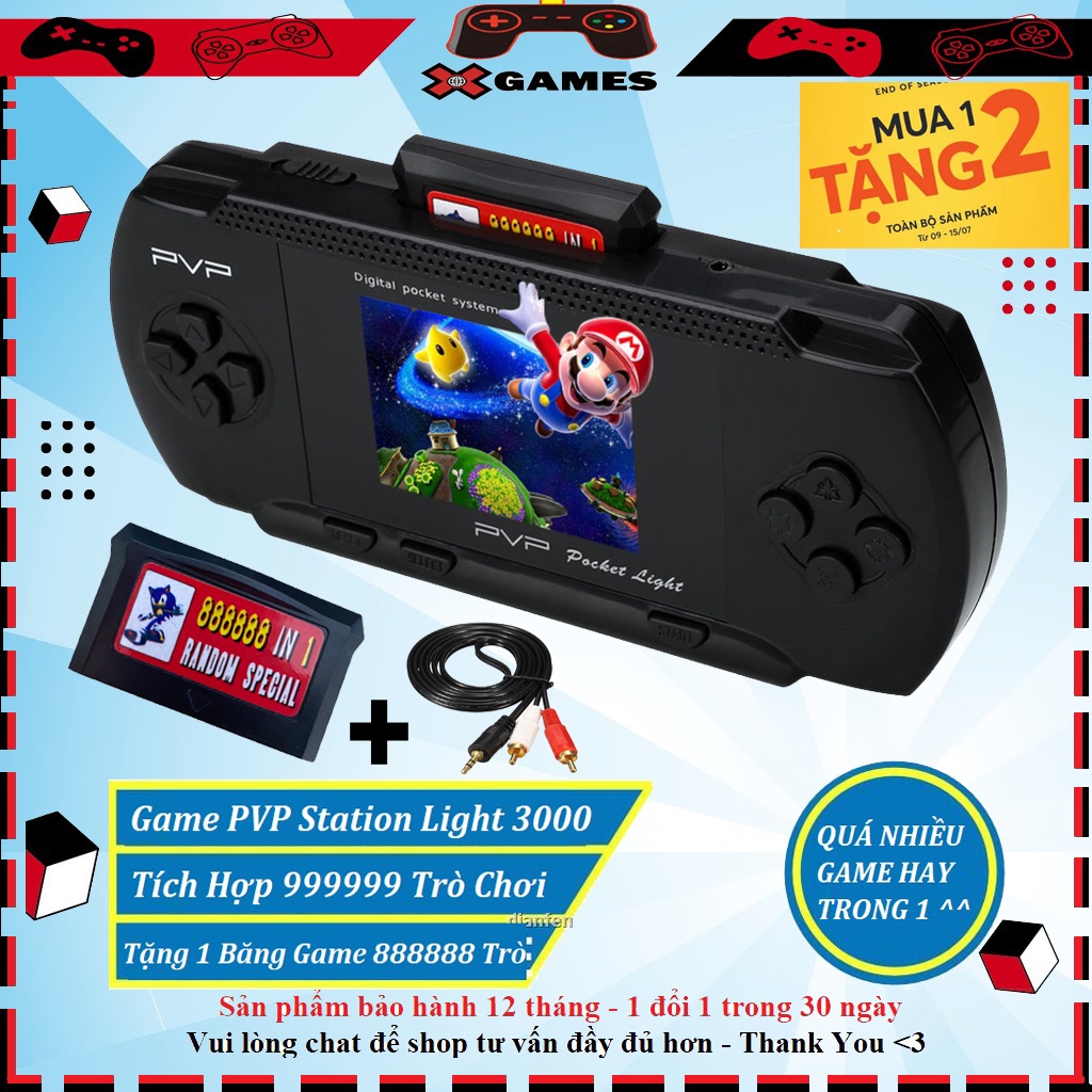 💥Mua 1 Tặng 3💥 Máy chơi game 4 nút cầm tay PVP Station Light 3000 nhỏ gọn, phím nhạy màn hình LCD chống cận thị