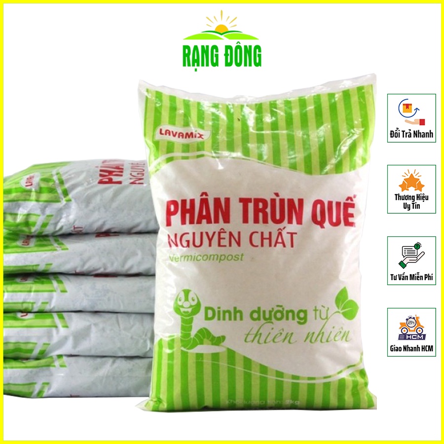 Phân Trùng Quế LAVAMIX Cao Cấp - Phân Bón Đã Xử Lý Sàn Lọc Tạp Chất (túi 2 KG) - Hạt giống Rạng Đông