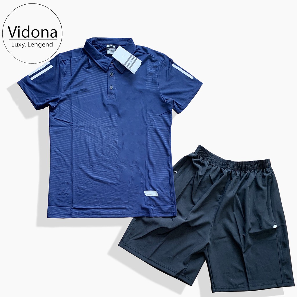 BỘ THỂ THAO NAM, QUẦN ÁO THỂ THAO CỔ BẺ, VẢI THUN LẠNH 4 CHIỀU, QUẦN VẢI DÙ | BigBuy360 - bigbuy360.vn