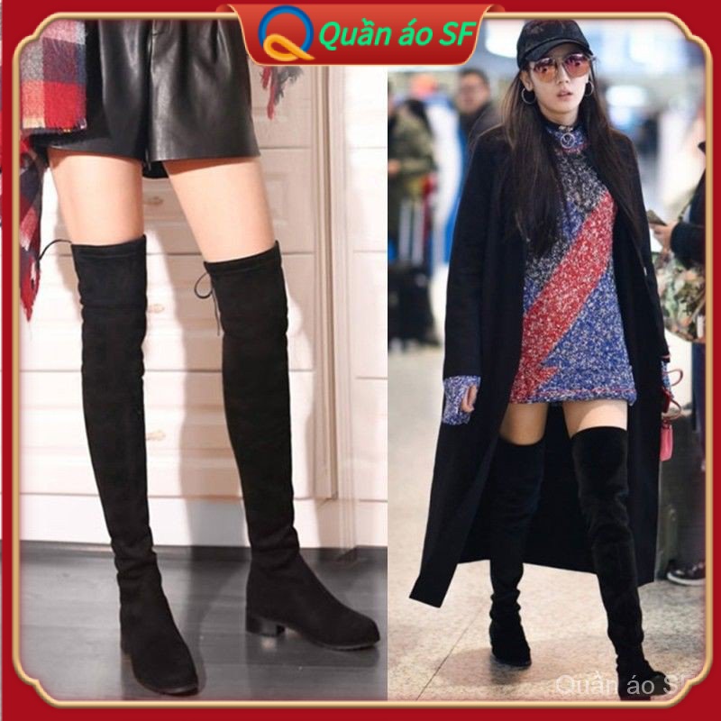 【Quần áo SF】 mùa thu○Mùa đông quá gối○Giày bốt cổ cao thời trang sành điệu cao cấp○Giày đế bằng vải Cashmere thời trang cho nữ○Mỹ phẩm hoang dã○Giày bốt dáng ôm thời trang cho nữCC