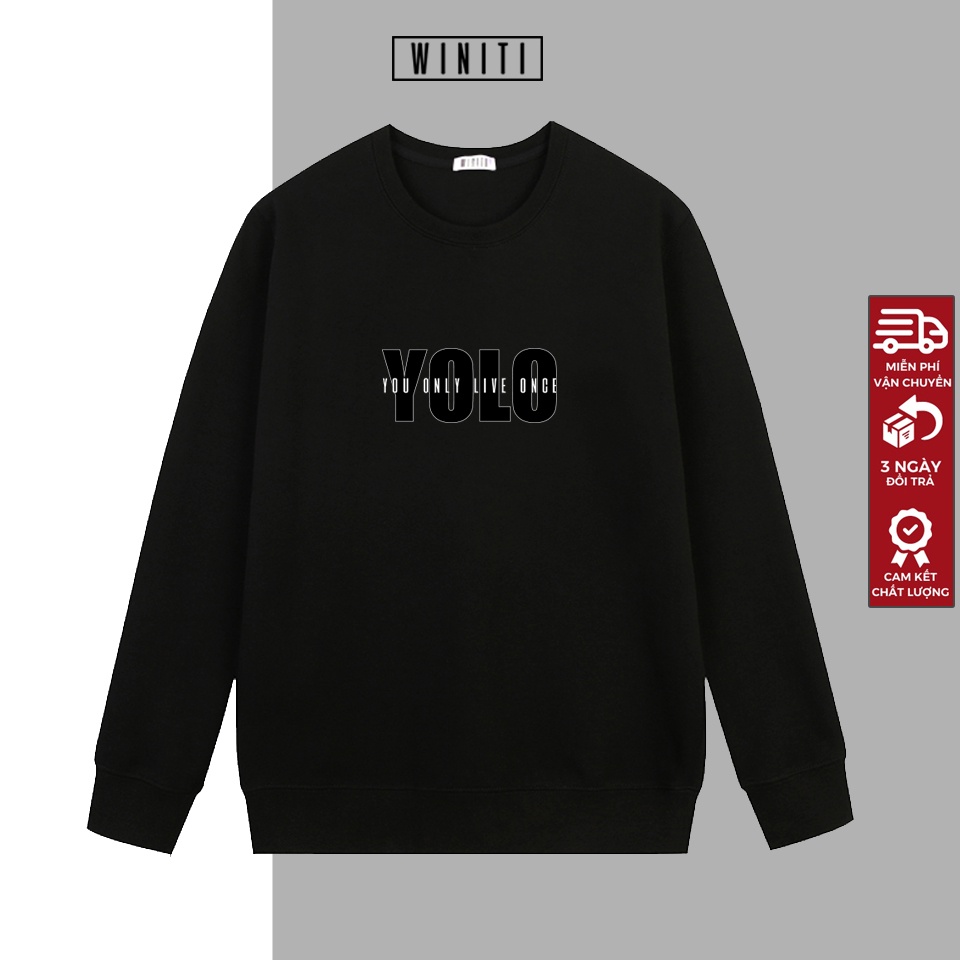 Áo Sweater nam nữ chất thun nỉ, form rộng dài tay freesize 40kg_65kg Yolo Winiti