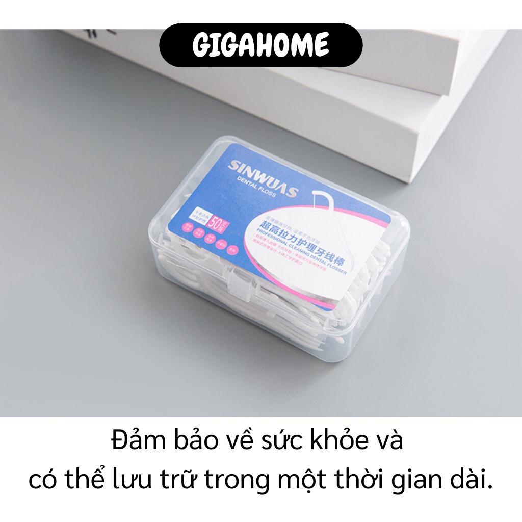 Hộp 50 Tăm Chỉ Nha Khoa GIGAHOME Tiệt Trùng, Vệ Sinh Răng Cao Cấp, Dùng 1 Lần 8557