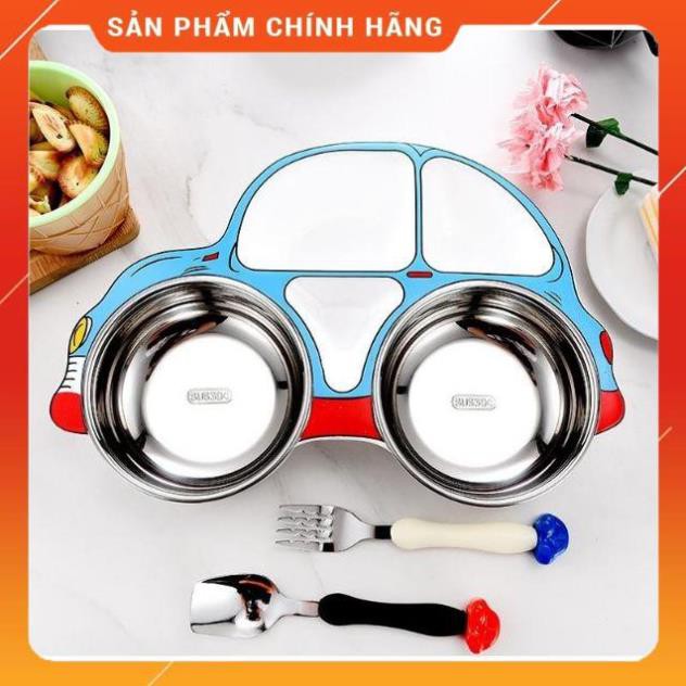 Chính hãng  .Set khay ăn 3 món Inox hình ô tô cho bé Royal care RC-2020-0805 [Freship 10k]