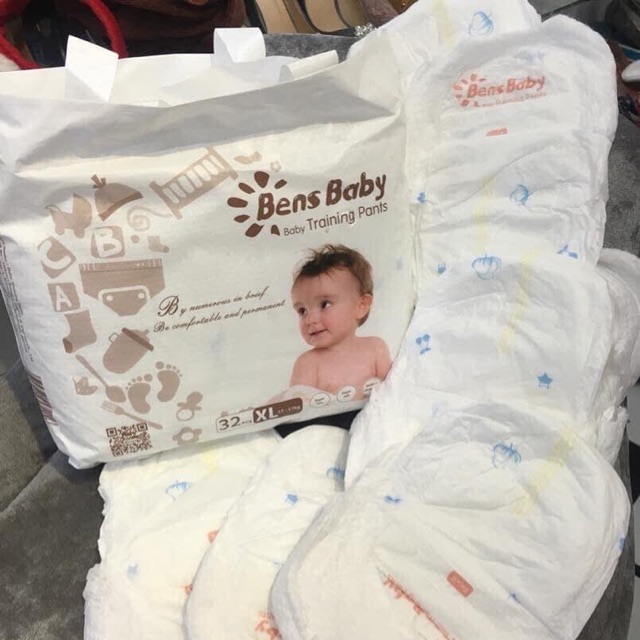 Bens Baby Size bỉm quần  Size M (6-11kg) 40 miếng Size L (9-14kg) 36 miếng Size XL(12-17kg) 32 m,Size XXL(17-23kg) 30m