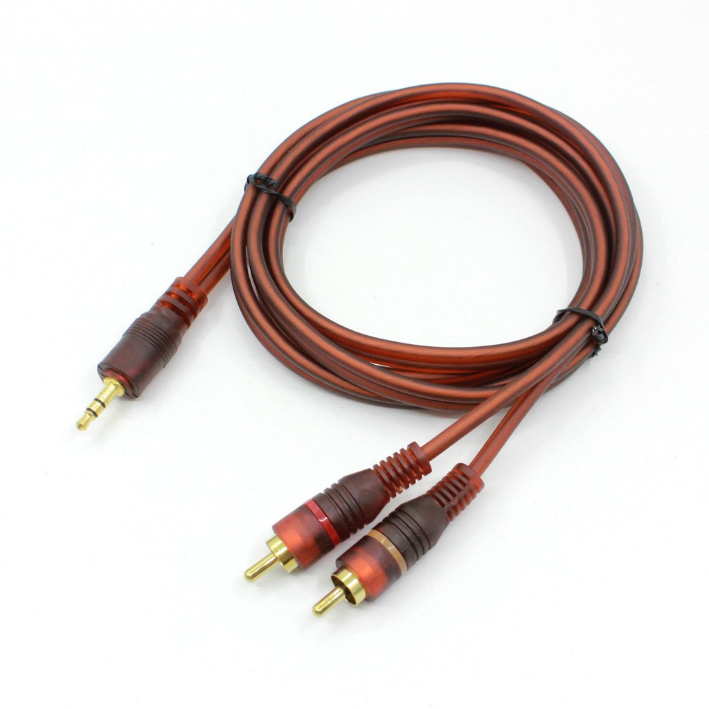 Cáp âm thanh nổi giắc cắm 3.5mm sang 2 đầu cắm RCA AUX dài  cho điện thoại tai nghe loa