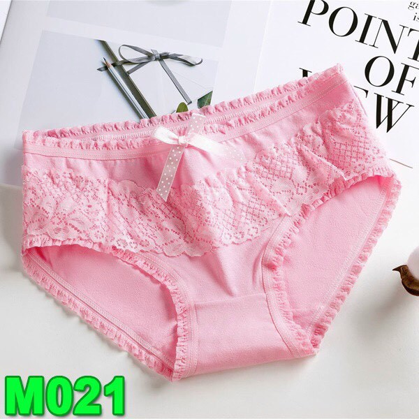 Hàng Loại 1 - Quần Lót Nữ Cotton Mềm Mịn Nơ Hoa Ren Mới Đẹp M021 SZ L: 40-55kg