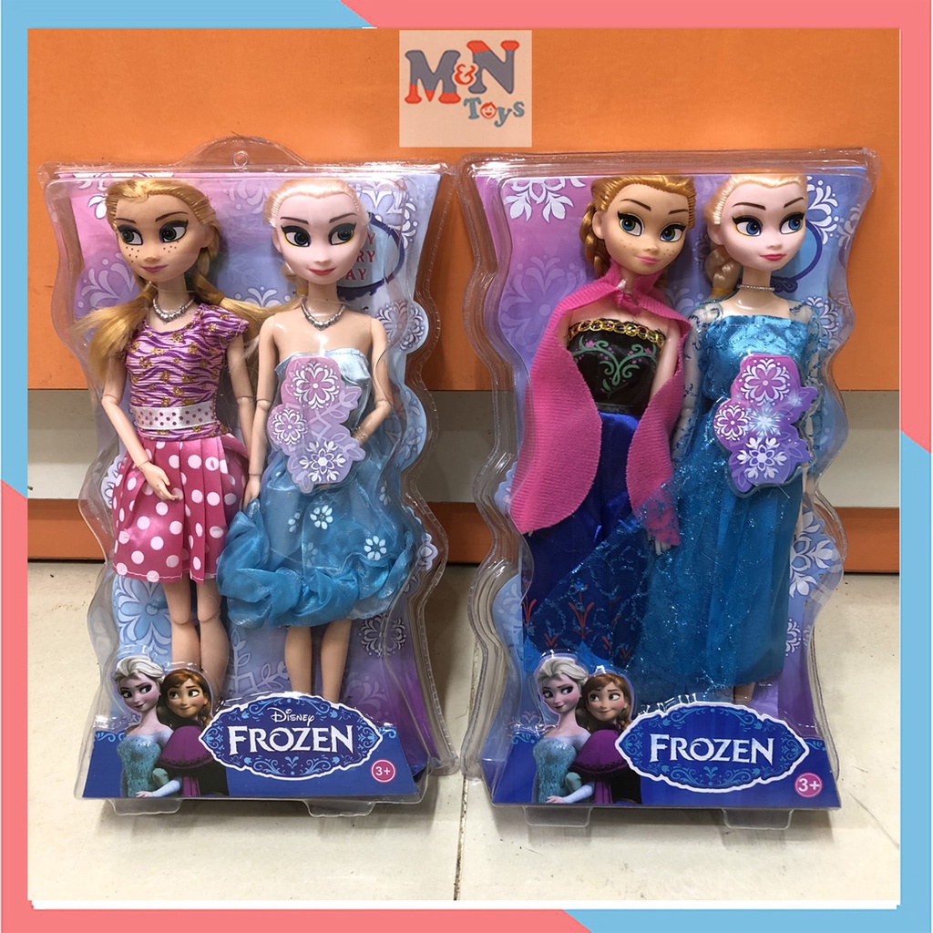 Búp bê Elsa &amp; Anna có khớp hộp ép kính 30cm