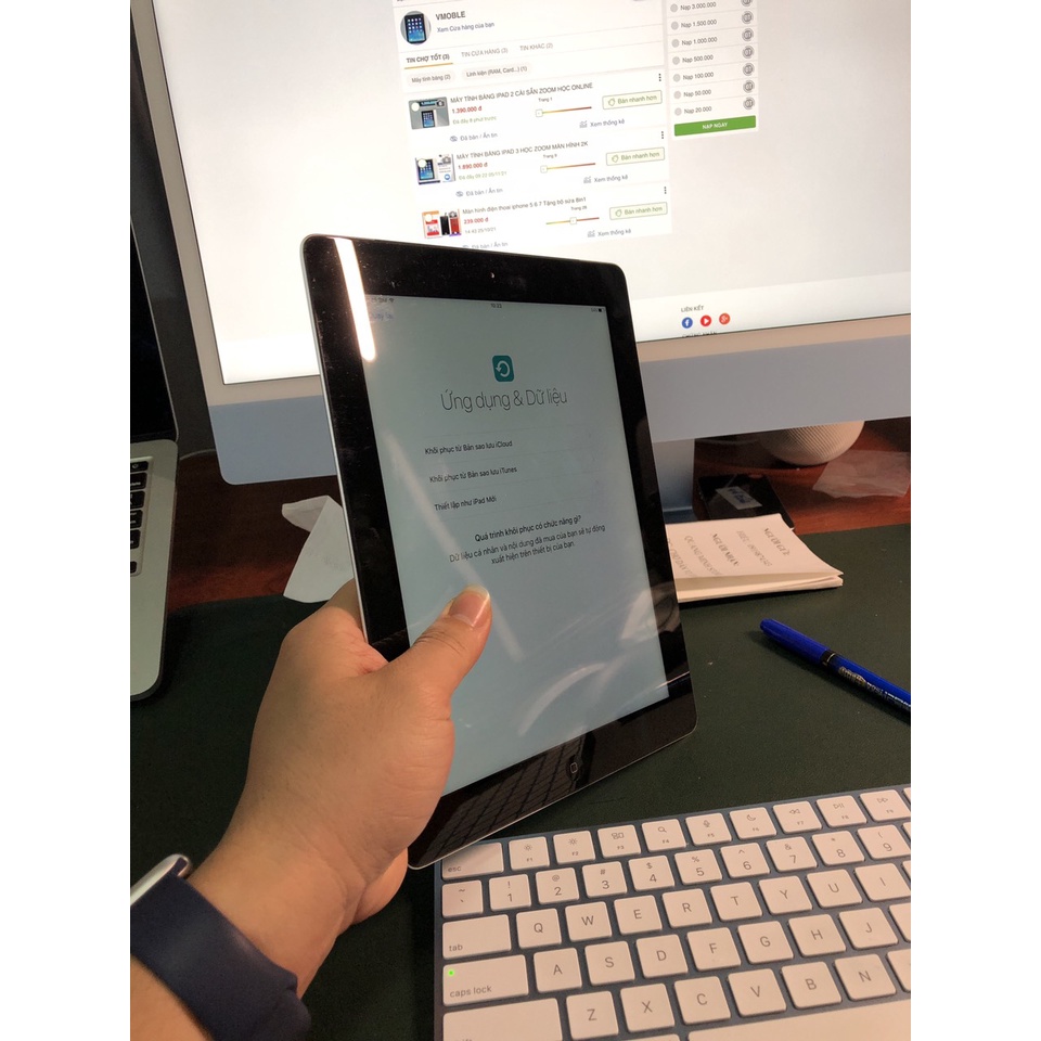 Máy tính bảng thế hệ thứ tư thương hiệu quả táo màn hình 9.7 inch cài sẵn meet zoom tặng cáp sạc bao da BH12 tháng | WebRaoVat - webraovat.net.vn