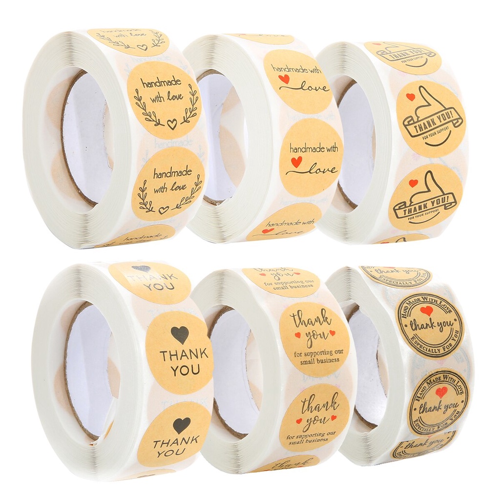 Set 500 nhãn dán tròn dùng cho trang trí đa chức năng xinh xắn