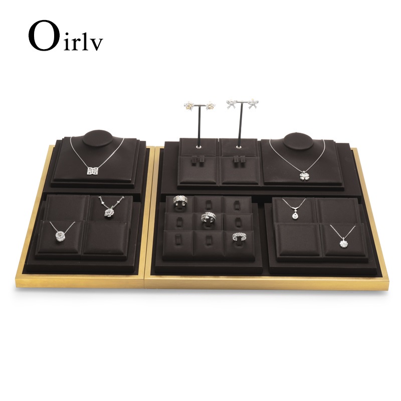 Oirlv Nhẫn Bông tai Vòng cổ Ma-nơ-canh Đứng trưng bày Đồ trang sức Người giữ Giá trưng bày Khay triển lãm Nam Nữ Trang sức Người tổ chức Lưu trữ TT066