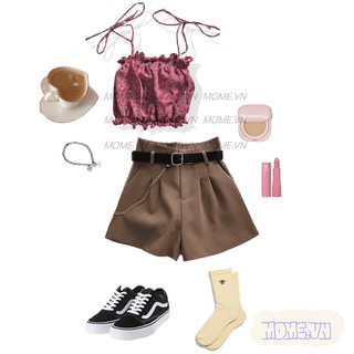 Áo kiểu croptop hoa nhí cột nơ (MOME.VN)