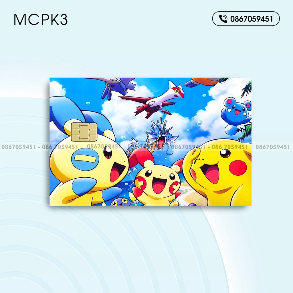 TonyNguyenSkin | Miếng Dán Skin Thẻ ATM, Thẻ Ngân Hàng, Thẻ Xe, Thẻ Chung Cư in hình Pokemon Pikachu