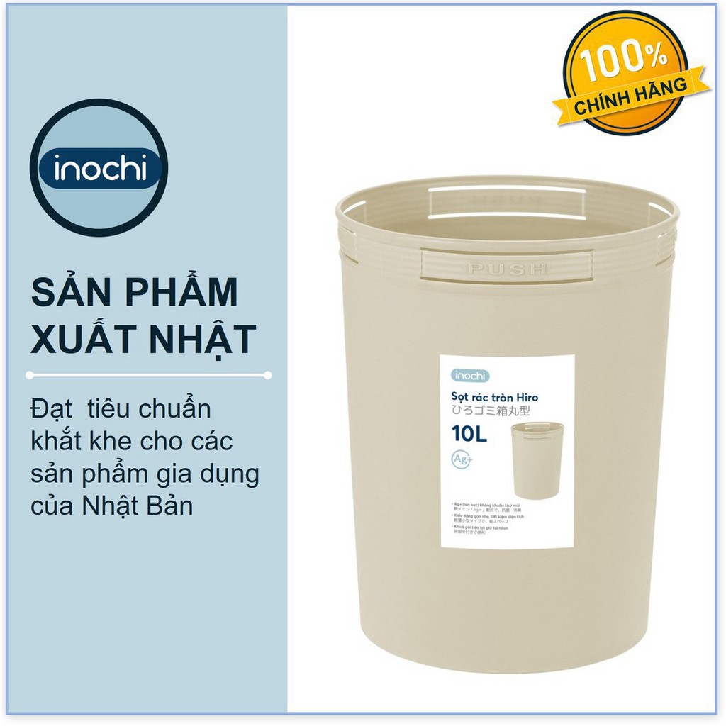 Sọt rác Tròn Inochi 10 Lít Màu Rất Đẹp Làm phù hợp với Văn Phòng, Khách Sạn, Đựng Rác Gia Đình, Để Bàn Trong Nhà