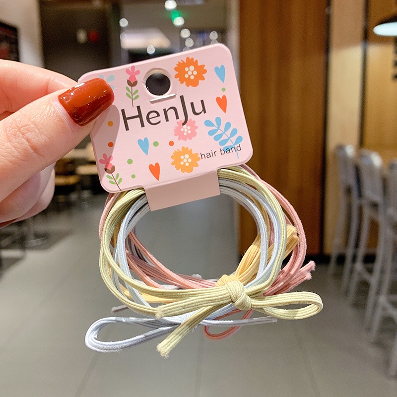 Set 6 Dây Thun Cột Tóc Phong Cách Đơn Giản Dễ Thương Dành Cho Nữ