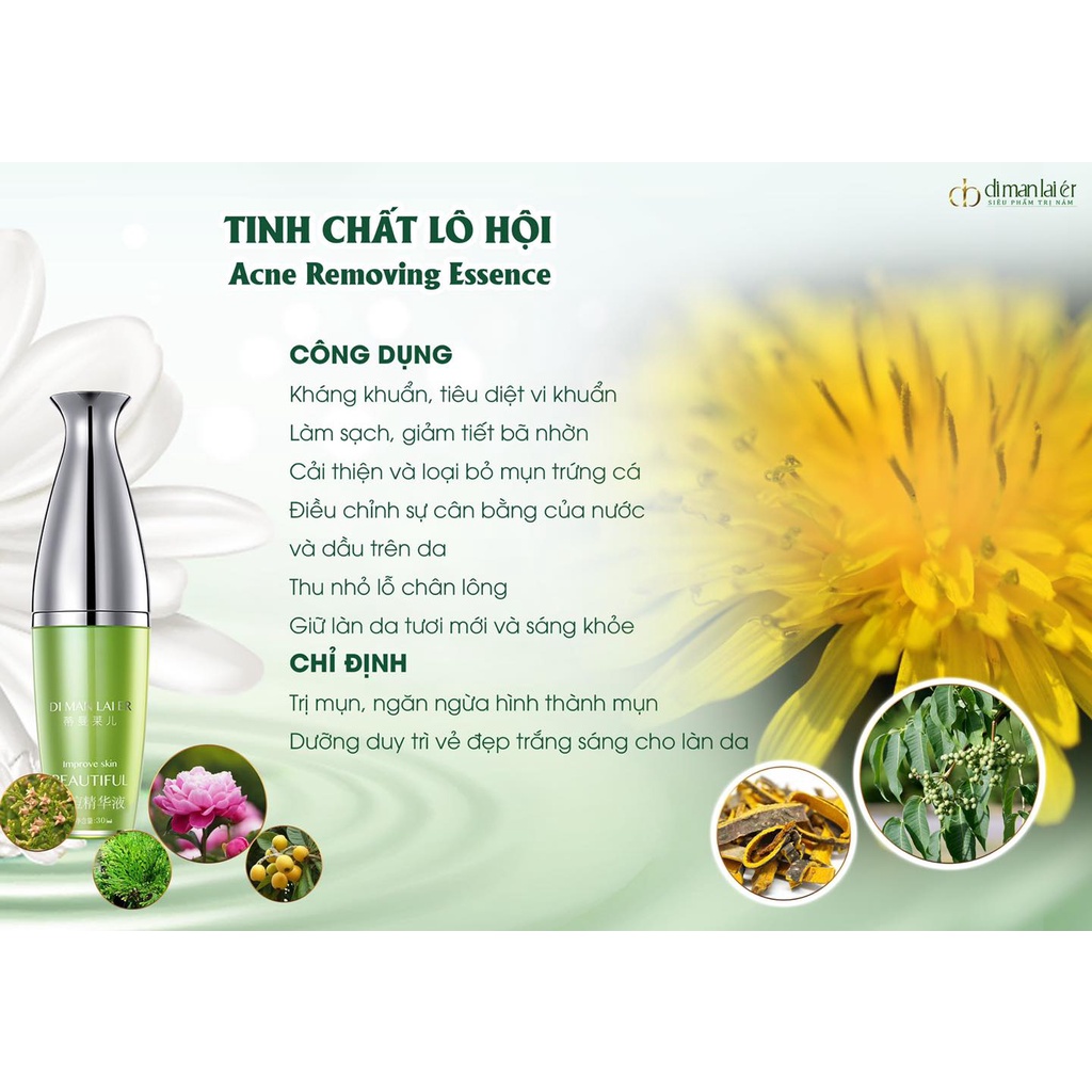 COMBO TINH CHẤT + KEM LÔ HỘI DÀNH CHO DA MỤN DIMANLAIER HỒNG KÔNG