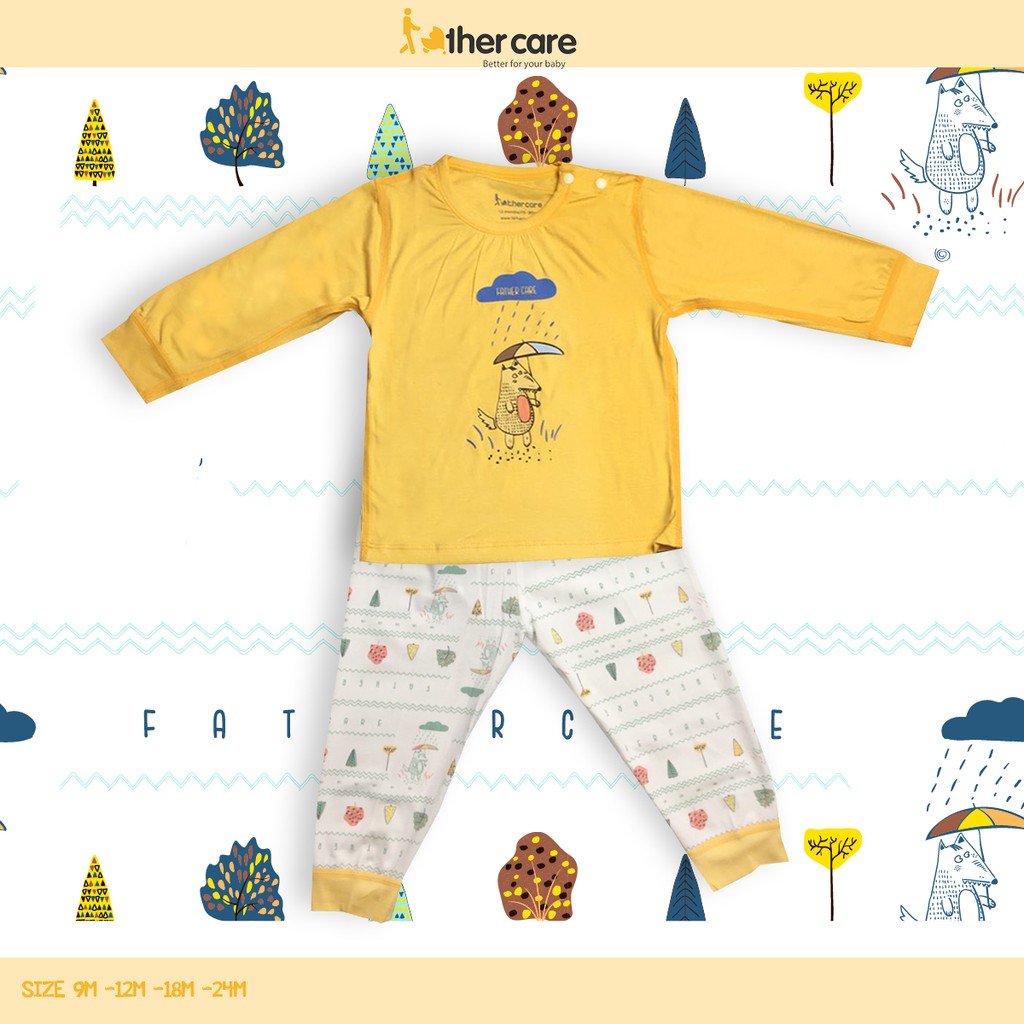 Bộ Quần áo bé gái FatherCare Nhún cổ DT - Cáo  FC858