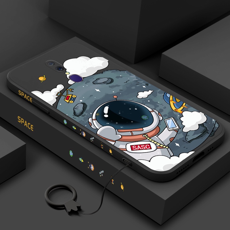 Ốp Điện Thoại TPU Silicon Thẳng Hình Phi Hành Gia Có Dây Đeo Cho OPPO F11 PRO F11 F9 F7 F5