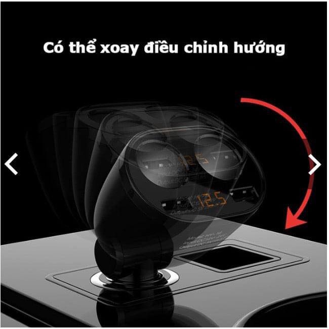 Bộ chia Tẩu sạc nhanh ô tô, xe hơi thành 2 đầu tẩu và 2 cổng sạc USB cao cấp, đa năng Huyndai (Có video)