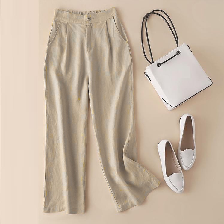 Quần đũi dài nữ ALILY dáng ống rộng cạp chun phía sau chất vải siêu mát 1 khuy QD36