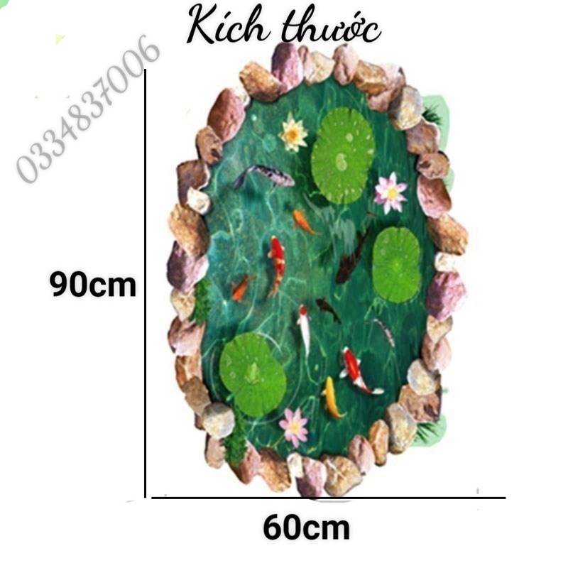 Decal trang trí hình bể cá tròn 3D đẹp như thật, không thấm nước