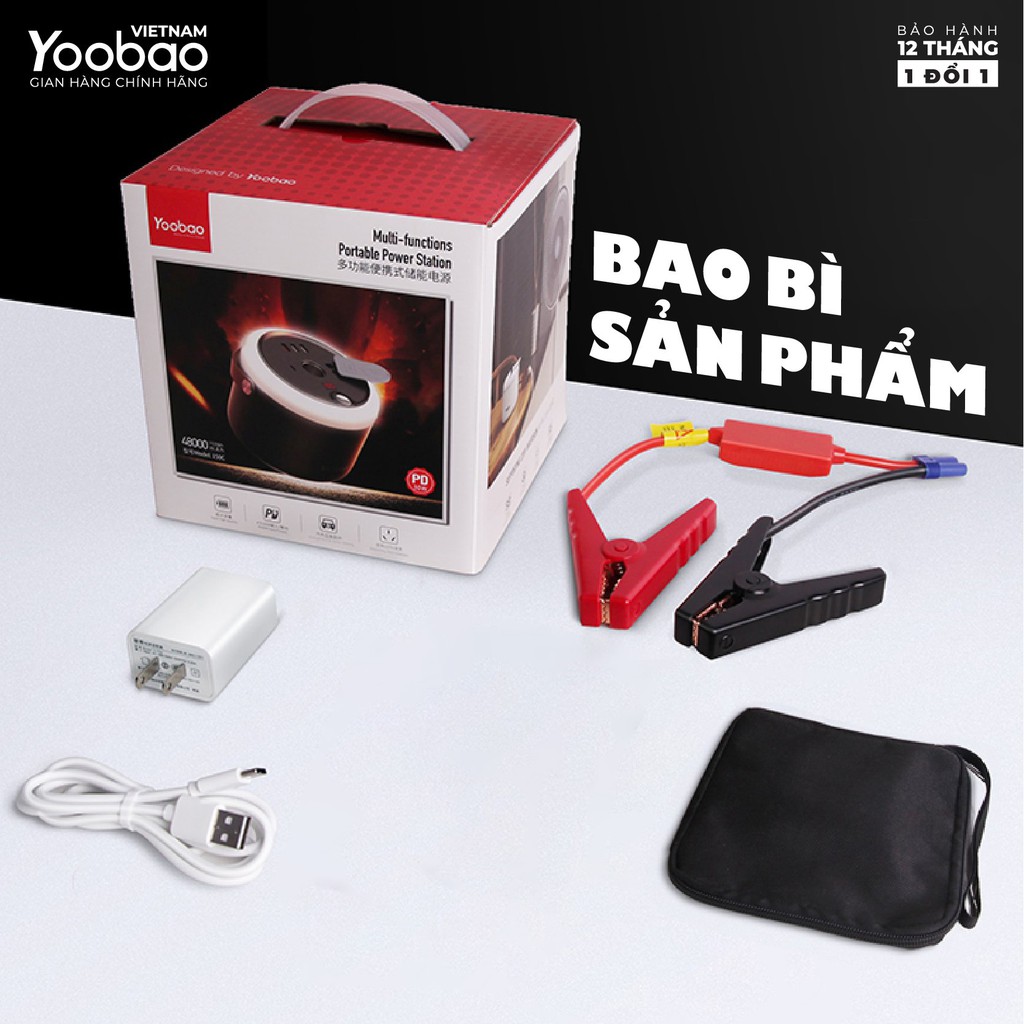 Trạm sạc dự phòng 48000mAh Yoobao 150C - Kích nổ ắc quy ô tô - Sạc PD3.0 - Hàng chính hãng - Bảo hành 12 tháng 1 đổi 1