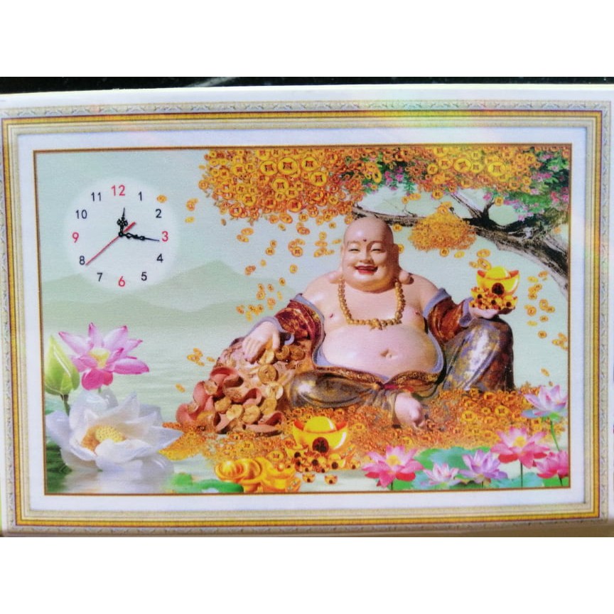 Tranh đính đá đồng hồ Phật di lặc (chưa đính) DD9706
