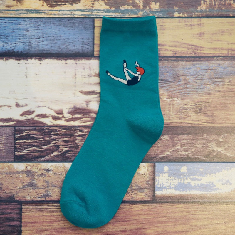 Vớ Cotton Thu Đông Màu Kẹo In Họa Tiết Hoạt Hình Phong Cách Harajuku Cho Nữ