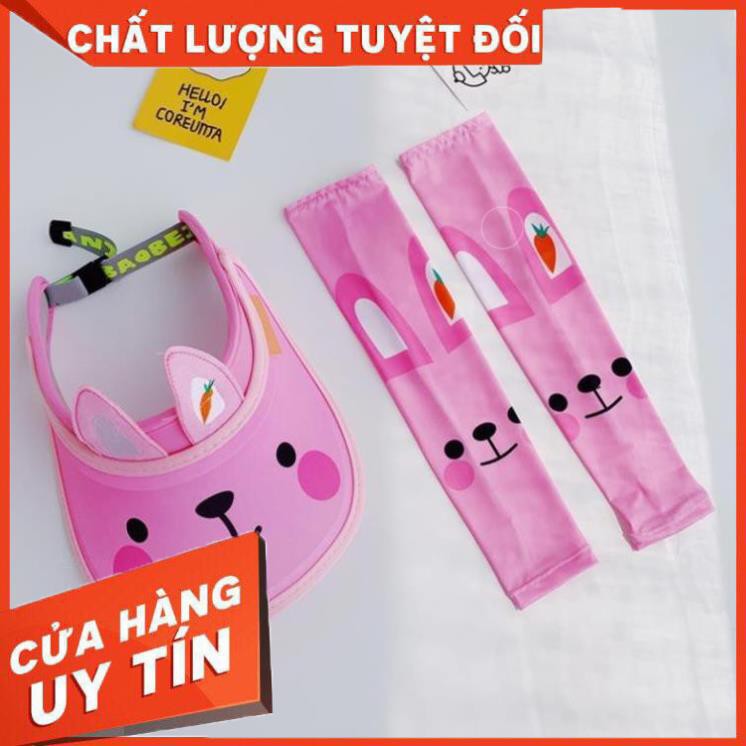 Bộ Ống Tay Chống Nắng Và Mũ Họa Tiết Hoạt Hình Thời Trang Mùa Hè Cho Bé