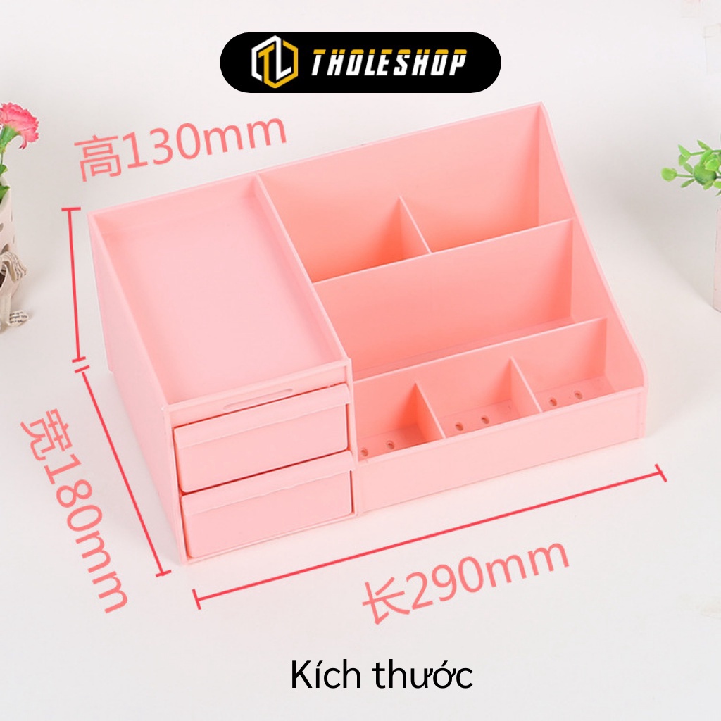 Kệ Đựng Mỹ Phẩm GIGAHOME Khay Nhựa Để Đồ Trang Điểm 3 Tầng, 2 Ngăn Kéo, Nhiều Ô Đa Năng 7743