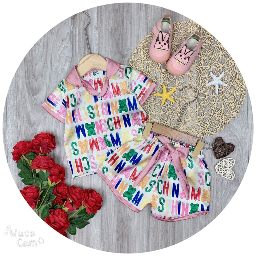 SALE SỐC BỘ PIJAMA CHO BÉ GÁI CHẤT LỤA MỀM MỊN MẶC MÁT MÙA HÈ(PJMC)  SIZE 14-35KG