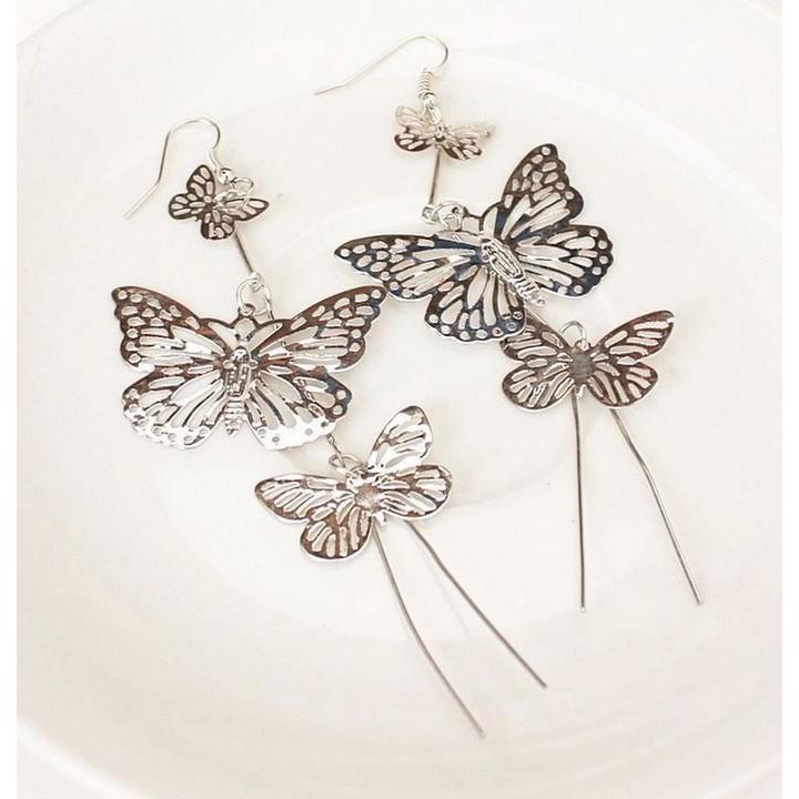 Bông tai tam điệp tua rua phong cách cá tính thời trang Khuyên tai Hàn Quốc dễ thương cổ trang