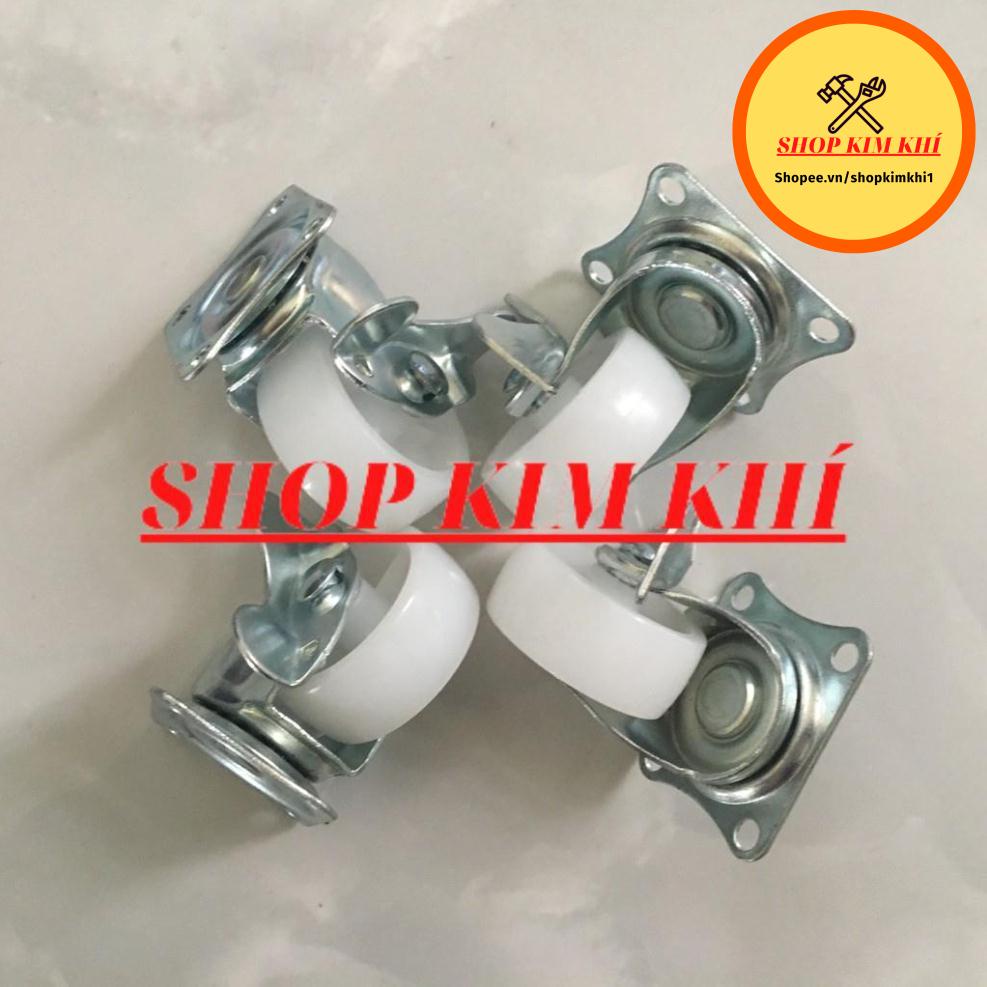 [Kim khí] [Loại tốt] Bánh xe đẩy hàng, Bộ 4 bánh xe nhựa trắng 4cm XOAY 360°- Dùng để hỗ trợ vận chuyển rất hiệu quả