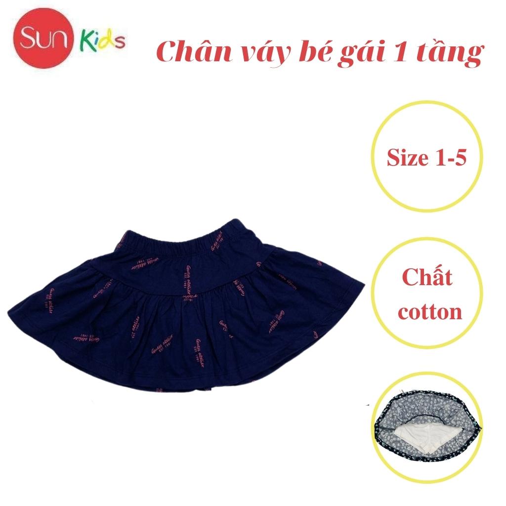 Chân váy cho bé, đầm bé gái 1 tầng, chất cotton, có quần đùi trong, size 1-5 - SUNKIDS