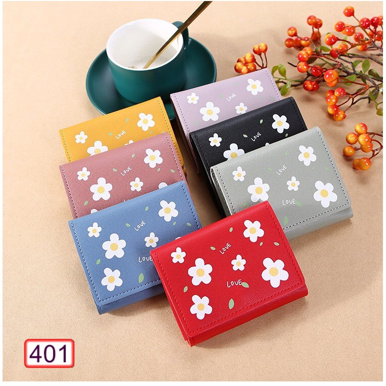 VÍ NGẮN NỮ CẦM TAY HOA VÀ LÁ CHỮ LOVE 401 DỄ THƯƠNG HOT TREND