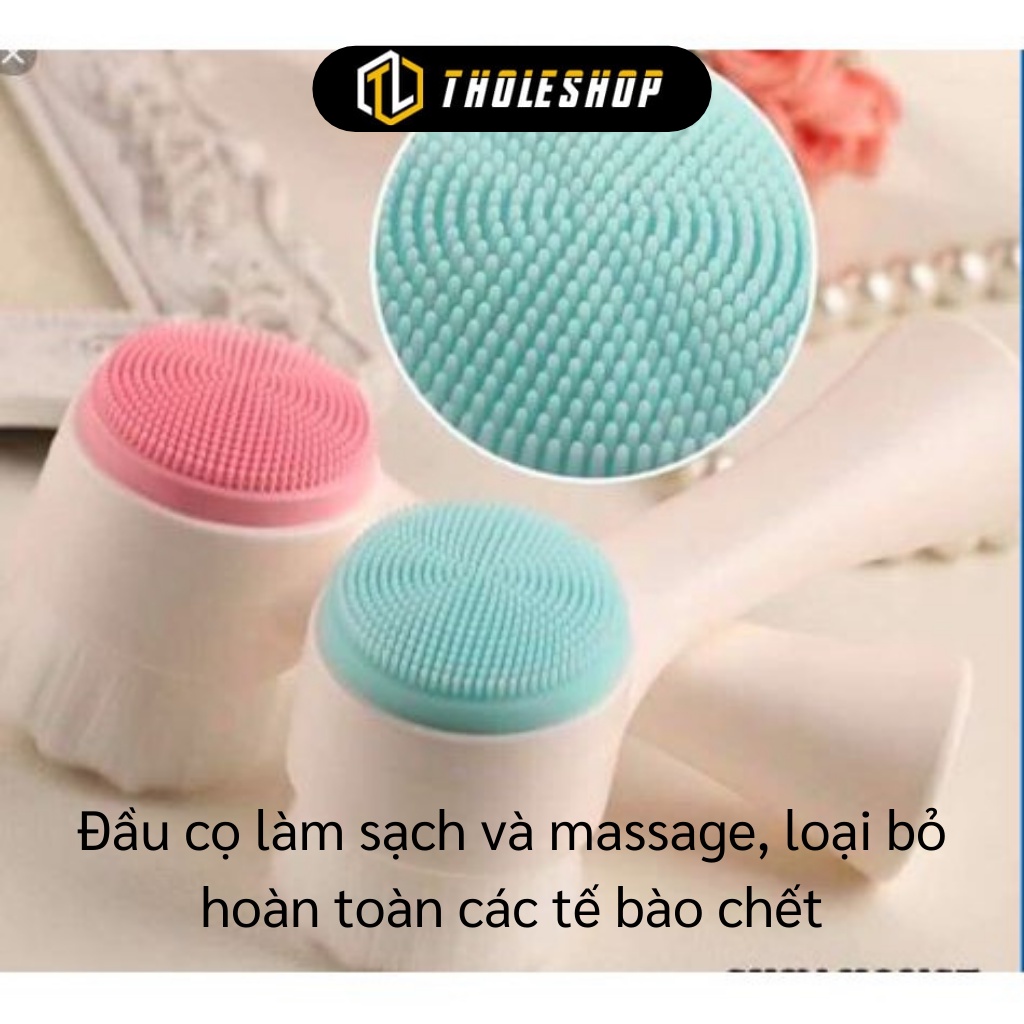 Cọ Rửa Mặt - Dụng Cụ Rửa Mặt 2 Đầu Silicone Và Lông Làm Sạch Bụi, Tẩy Tế Bào Chết 4759