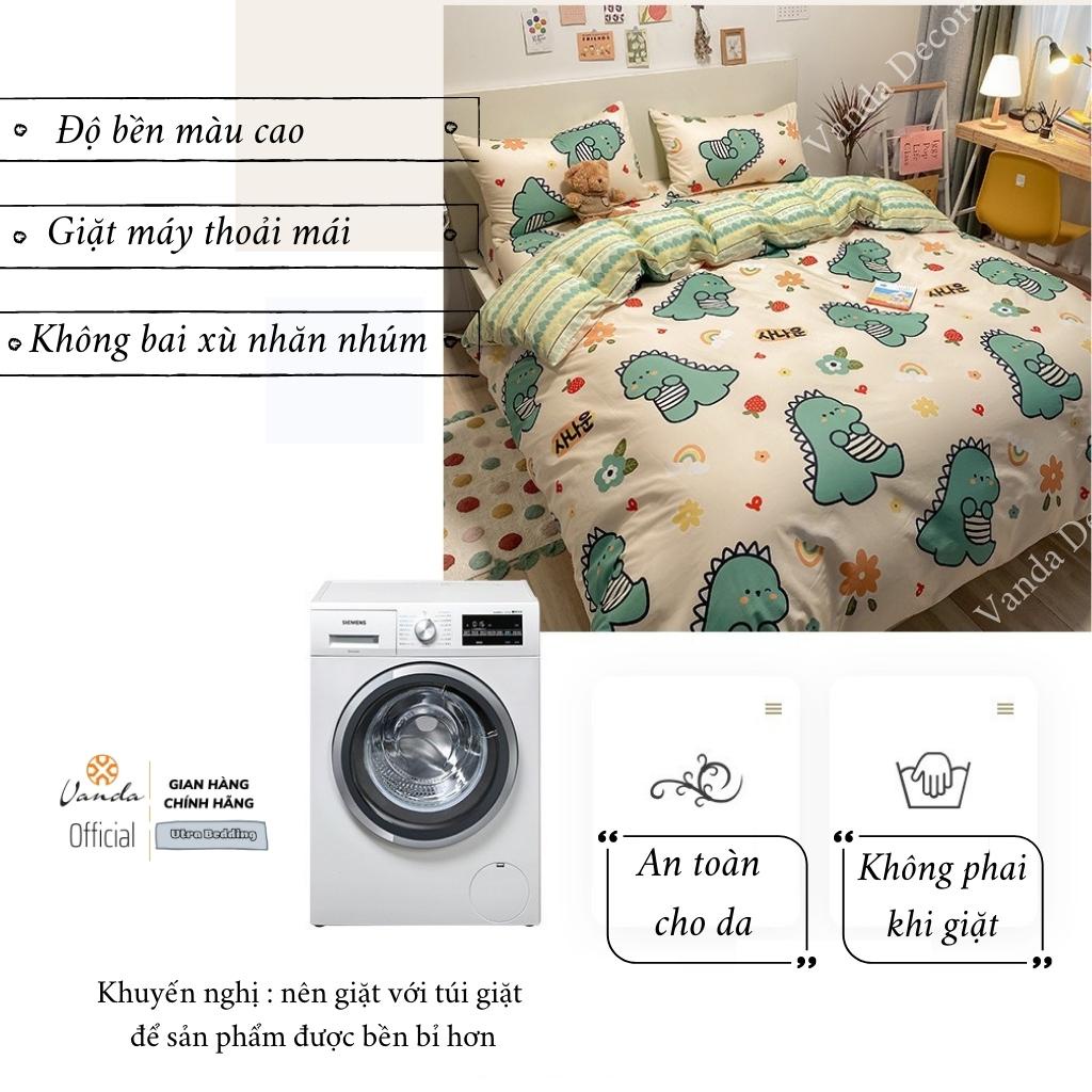Bộ chăn ga gối Cotton Poly Vanda nhập khẩu họa tiết dễ thương Miễn Phí bo chun drap giường