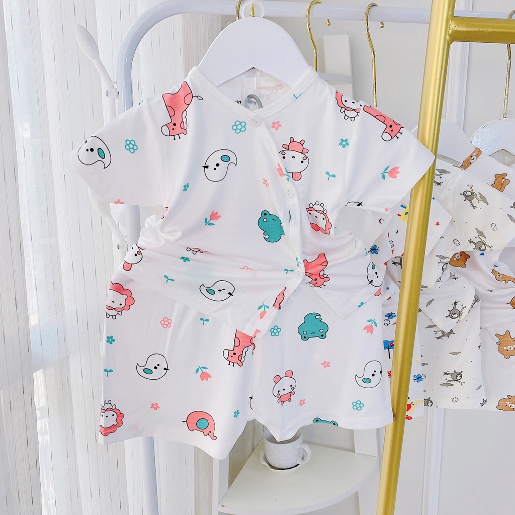 Bộ cộc tay cho bé Đồ sơ sinh bé gái Đồ sơ sinh bé trai Bộ minky mom cho bé